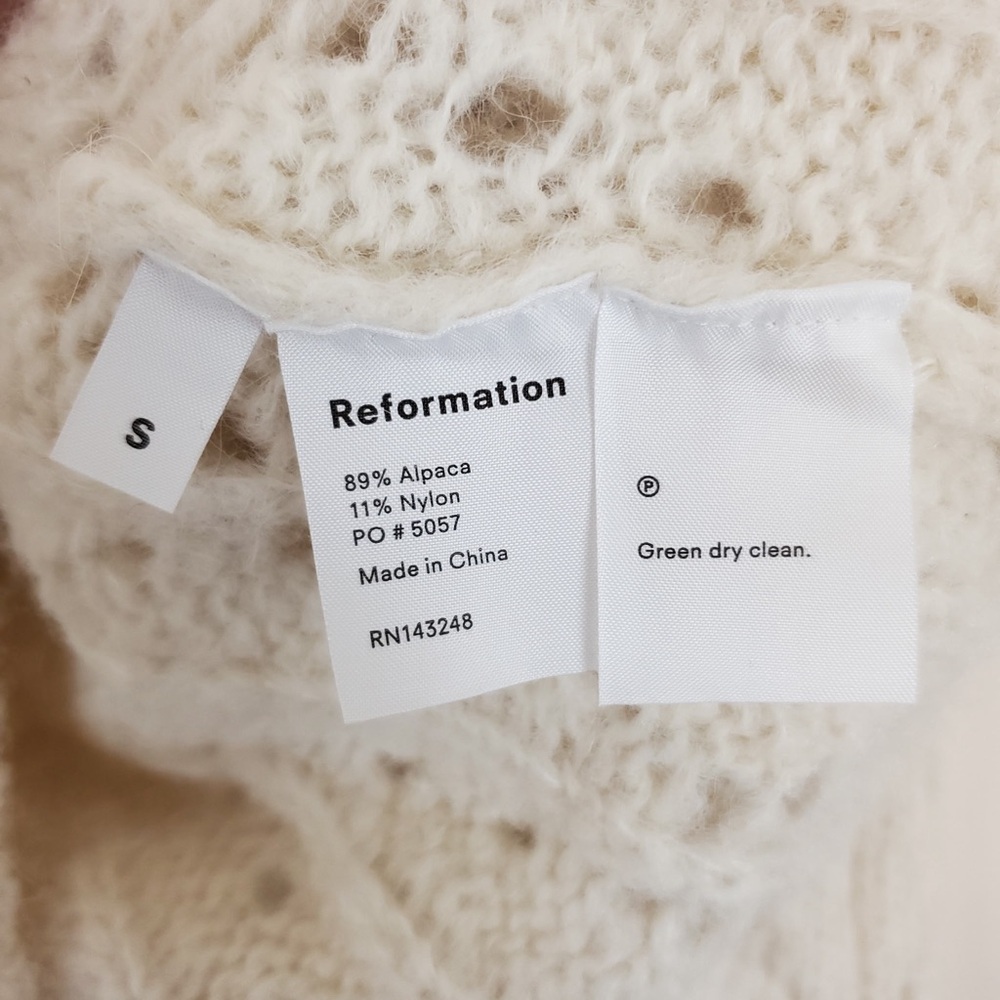 Reformation Jessi Pointelle Alpaca Blend Pullover Sweater - Picture 4 of 6